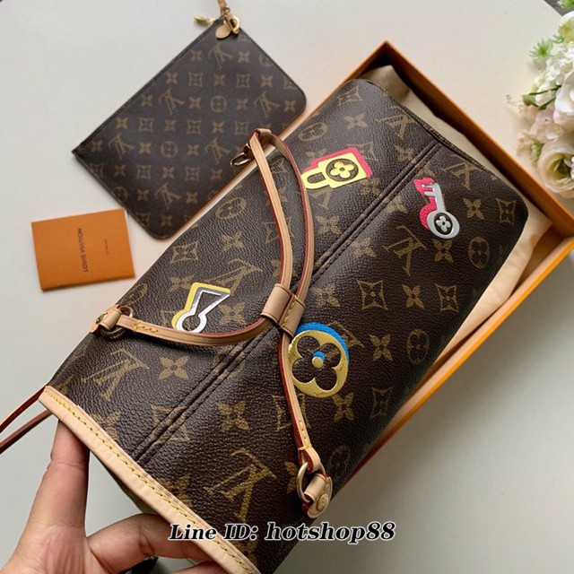 路易威登LV女包 LV老花肩背購物袋 M44364 Neverfull Love Lock中號手袋 xxlv1110